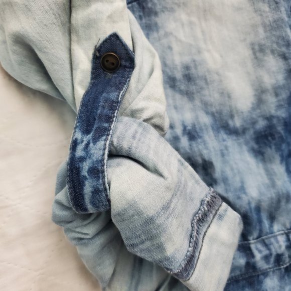 𝅺Life in Progress LARGE Urban Outfitters Blue Acid Wash Shirt dress Boho Belted - Picture 5 of 12